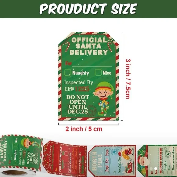 Roll of 200 Large Christmas Special Delivery from North Pole Sticker Tags - Picture 2 of 5